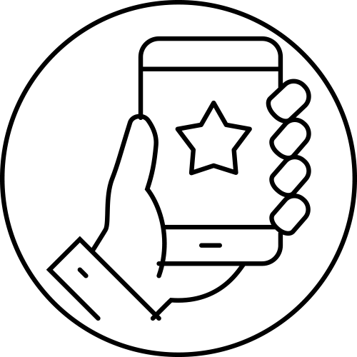 Icon of hand holding a phone
