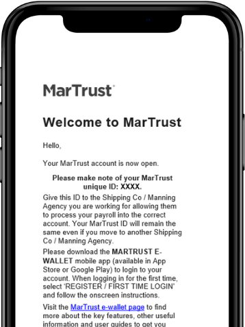 Welcome email screenshot